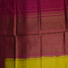Benarasi tussur silk yellow saree with pink jari boarder