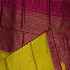 Benarasi tussur silk yellow saree with pink jari boarder