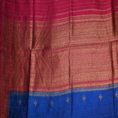 Benarasi tussur silk steel blue saree with pink jari boarder