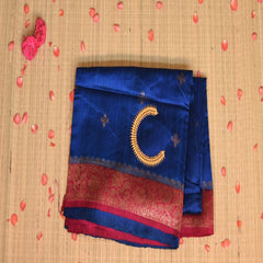 Benarasi tussur silk steel blue saree with pink jari boarder