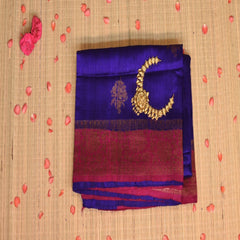 Benarasi tussur silk purple saree with pink jari boarder