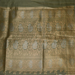 Benarasi pure silk dark sea green saree with jari boarder