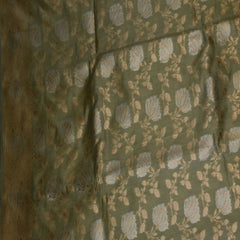 Benarasi pure silk dark sea green saree with jari boarder