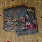 Banarasi Crepe Silk Gray Saree Jari Boarder with Blouse