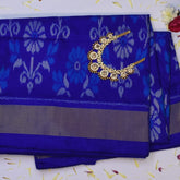 Pochampally Ikkat Deep Purple Saree with Zari Border and Blouse