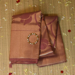 Kanchivaram Peach Saree with Blouse