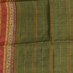 Tussar Silk Olive Moss Saree with Blouse