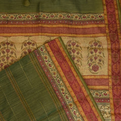 Tussar Silk Olive Moss Saree with Blouse