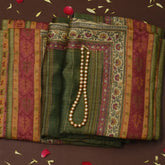 Tussar Silk Olive Moss Saree with Blouse