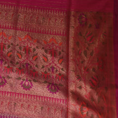 Banarasi Pink Saree Paithani Boarder with Blouse