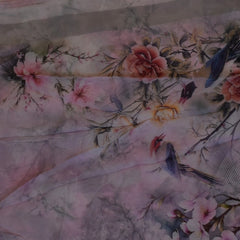 Lavender Taupe Pure Georgette Saree with Elegant Drape