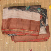 organza silk half white saree with orange boarder