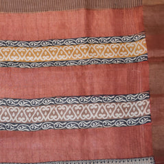 organza silk half white saree with orange boarder