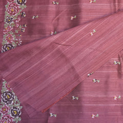 Raw Silk Megenta saree with thread work boarder