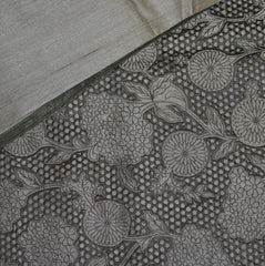 Semi Tussar Dark green saree with cut work