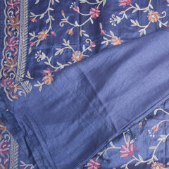 Pure tussar blue saree with tread work