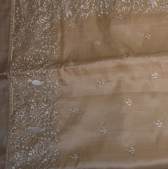 Semi Silk Cream saree with thread work boarder