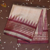 Pure Tussar Cream saree with thread work boarder