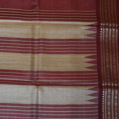 Pure Tussar Cream saree with thread work boarder