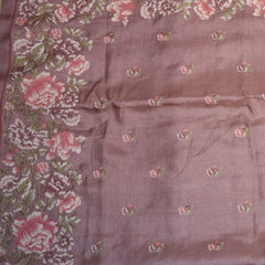 Pure Tussar Peach saree thread work boarder