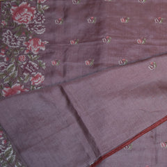 Pure Tussar Peach saree thread work boarder