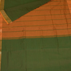 Semi silk cotton green saree with jari boarder