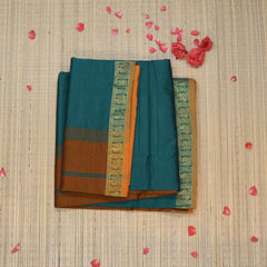 Semi silk cotton saree rama green saree with jari boarder