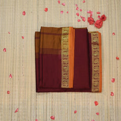 Semi silk cotton maroon saree with jari boarder