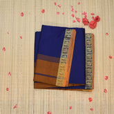 Semi silk cotton navy blue saree with jari work