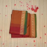 Semi silk cotton cream saree with jari boarder