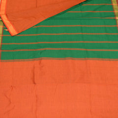 Semi silk cotton orange saree with jari boarder
