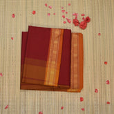 Semi silk cotton red saree with jari boarder