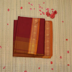 Semi silk cotton red saree with jari boarder
