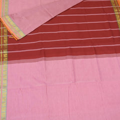 Semi silk cotton baby pink saree with jari boarder