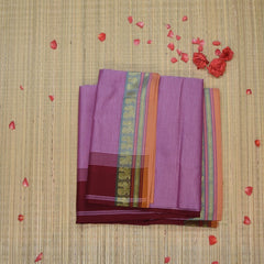 Semi silk cotton baby pink saree with jari boarder