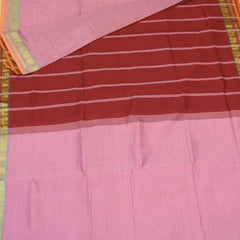 Semi silk cotton baby pink saree with jari boarder