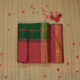Semi silk cotton peach saree with jari boarder