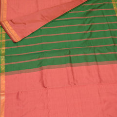 Semi silk cotton peach saree with jari boarder