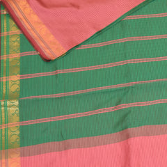 Semi silk cotton peach saree with jari boarder