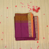 Semi silk cotton purple saree with jari boarder
