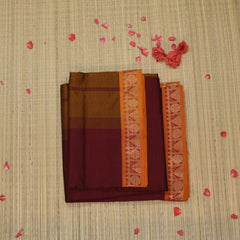 Semi silk cotton maroon saree with jari boarder