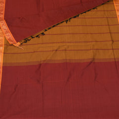 Semi silk cotton maroon saree with jari boarder
