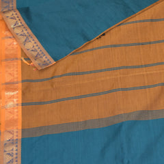 Semi silk cotton green saree with jari boarder