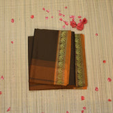 Semi silk cotton coffee brown saree with jari boarder