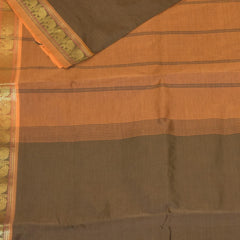 Semi silk cotton coffee brown saree with jari boarder