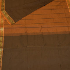 Semi silk cotton coffee brown saree with jari boarder