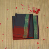 Semi silk cotton violet saree with jari boader