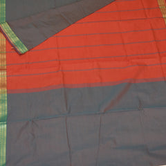 Semi silk cotton violet saree with jari boader