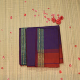 Semi silk cotton violet saree with jari boarder