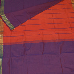 Semi silk cotton violet saree with jari boarder